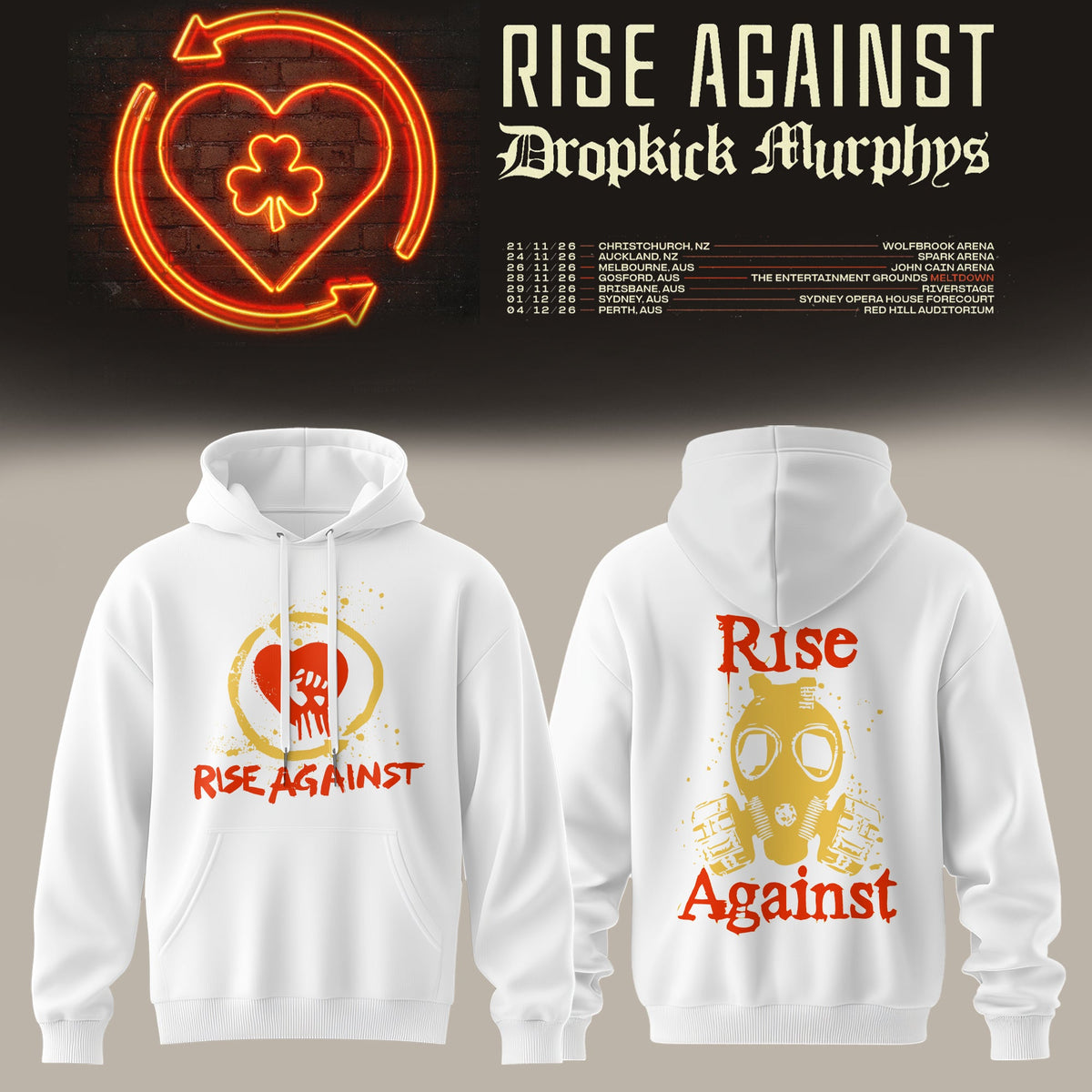 .White Gas Mask Resistance Hoodie