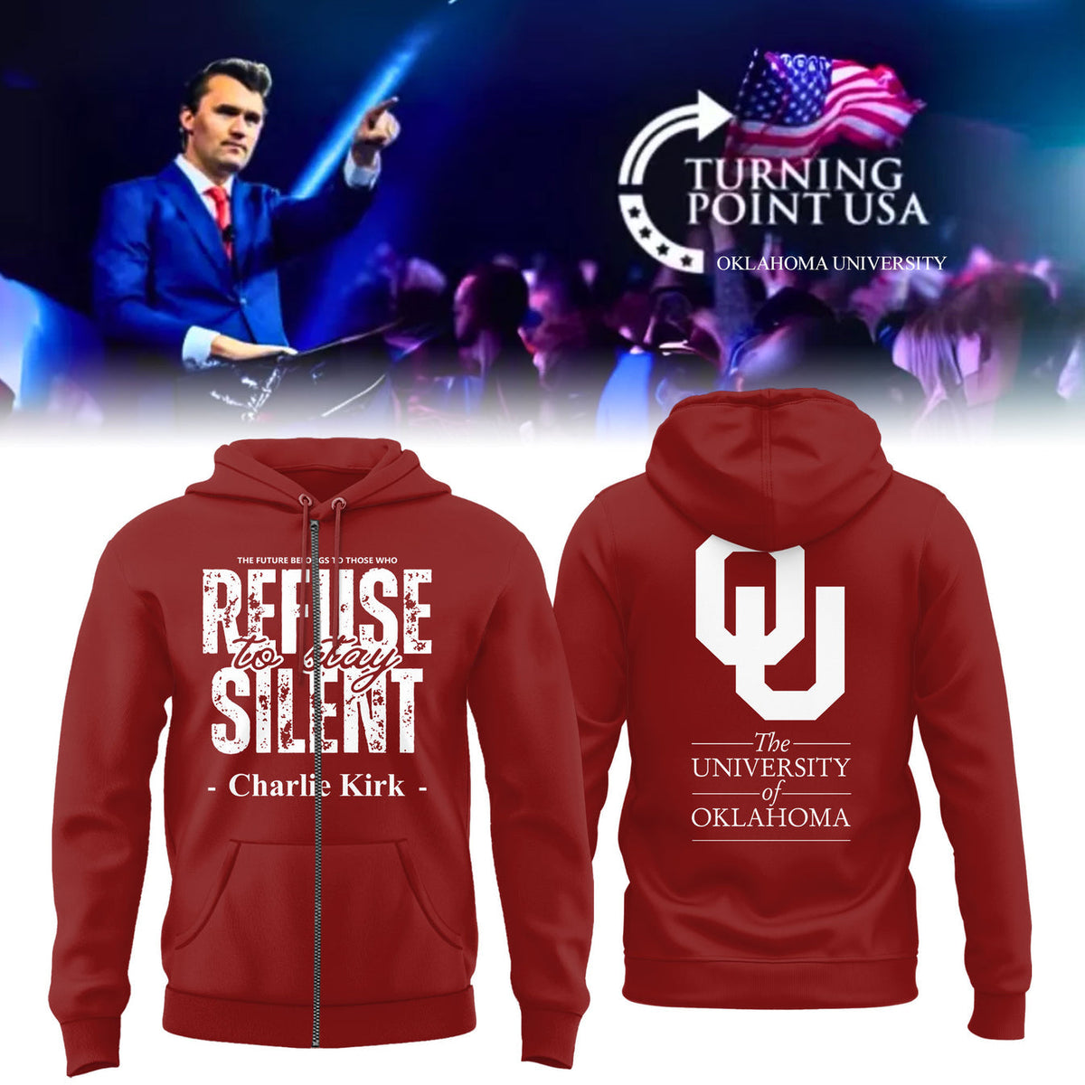The University Of Oklahoma x Turning Point USA 2025 ZIP Hoodie