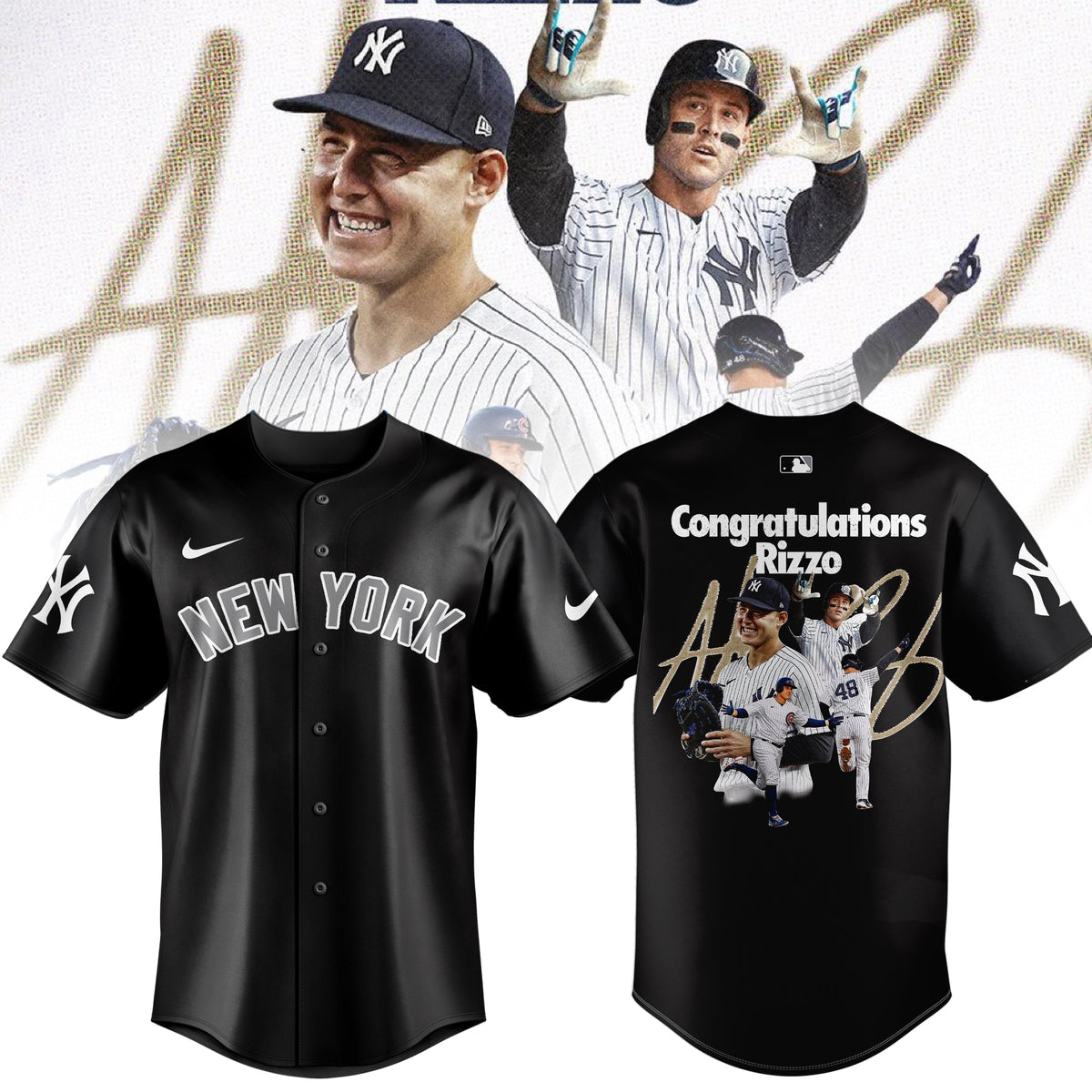 New York Yankees Legend Anthony Rizzo Baseball Jersey