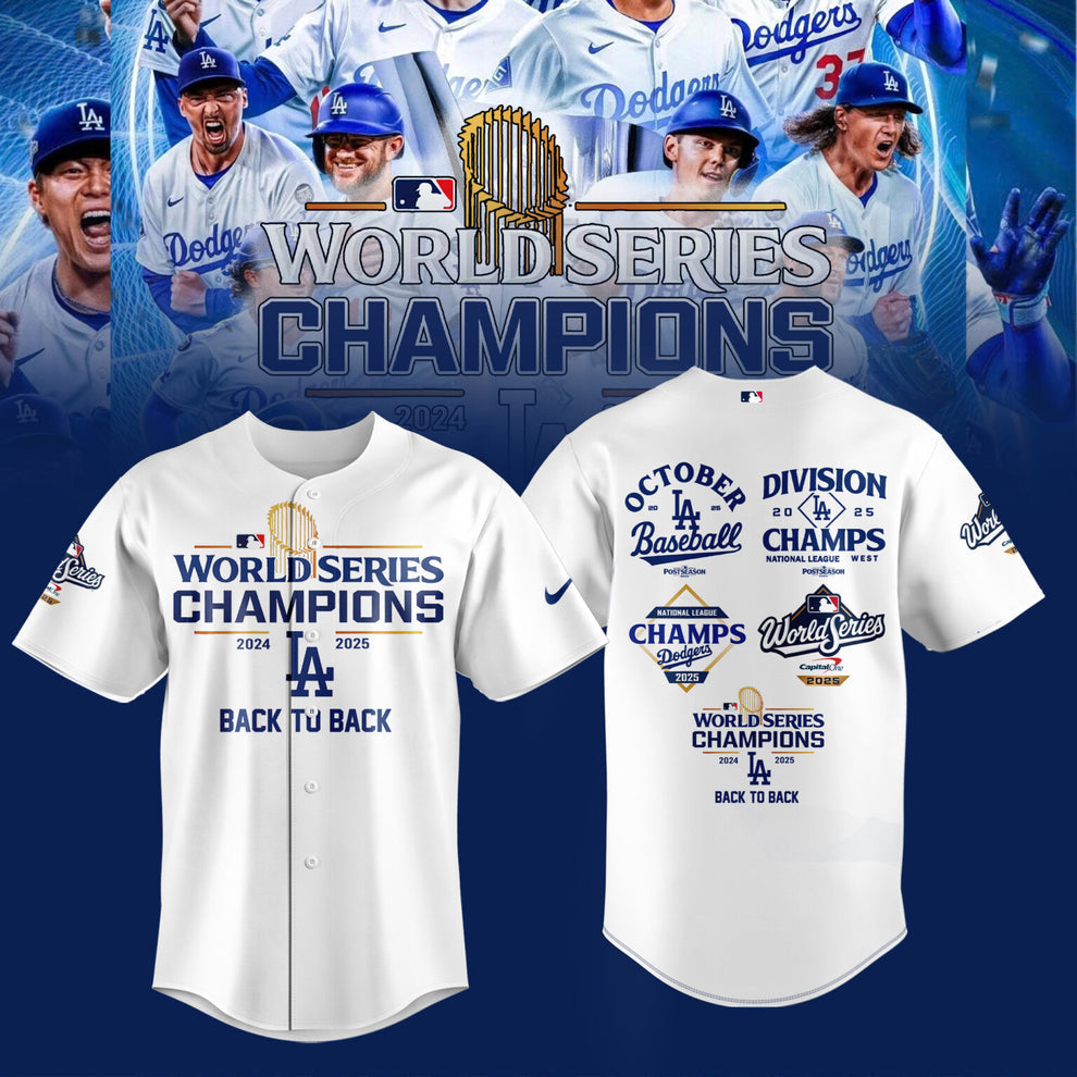 Back To Back - LA Dodgers 2025 World Series Champions Baseball Jersey - White - Unisex