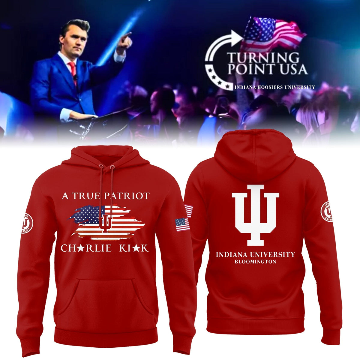 Charlie Kirk Memorial - Indiana University Turning Point USA Hoodie - Indiana Turning Point Freedom Shirt