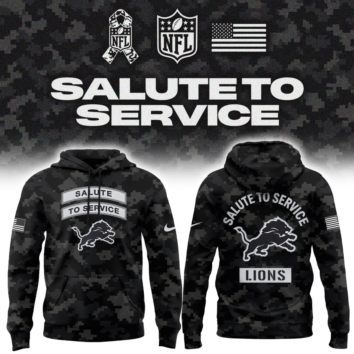 Limited Edition Detroit Lions Salute To Service “Made With Purpose” Hoodie