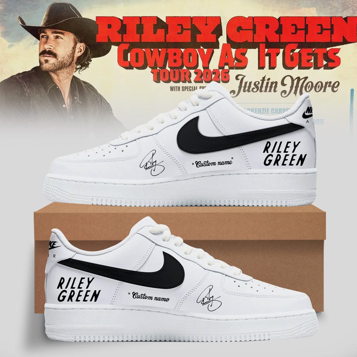 Riley Green’s Cowboy As It Gets Tour 2026 Collection Shoes