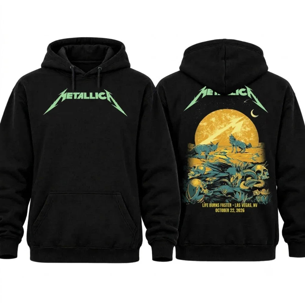 Official Metallica Las Vegas Sphere Weekend 4 Night 1 Hoodie and Shirt – Life Burns Faster Oct 22 2026 Pop-Up Shop Exclusive Merch
