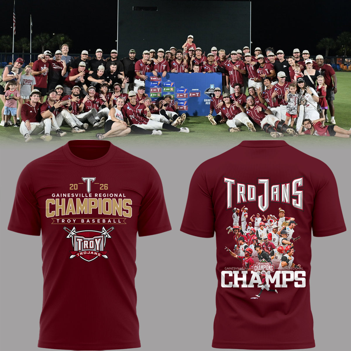 Limited Edition Troy Baseball x Champion Gainesville Regional 2026 Shirt