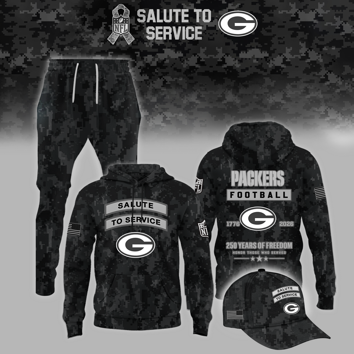 Limited Edition Green Bay Packers Salute to Service 2026 Hoodie