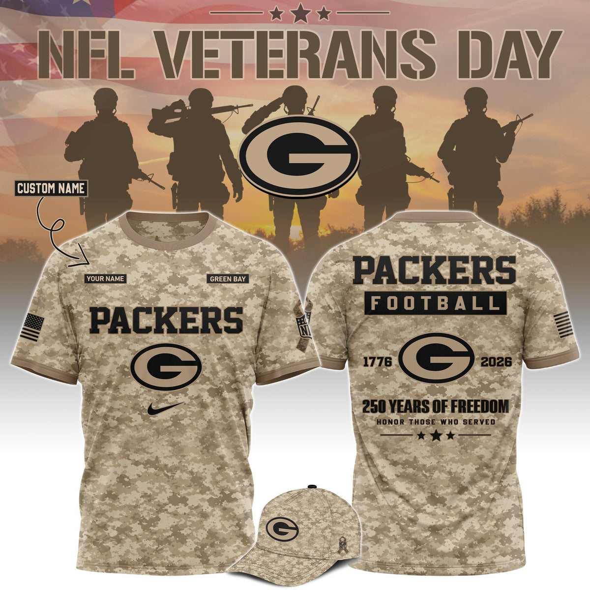 Limited Edition Green Bay Packers x Veterans Day 2026 T-Shirt