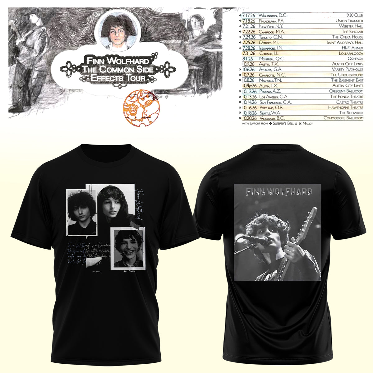Finn Wolfhard – The Common Side Effects Tour T-Shirt