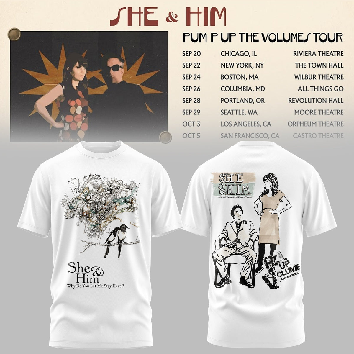 SHE & HIM – PUMP UP THE VOLUME COLLECTION TEE