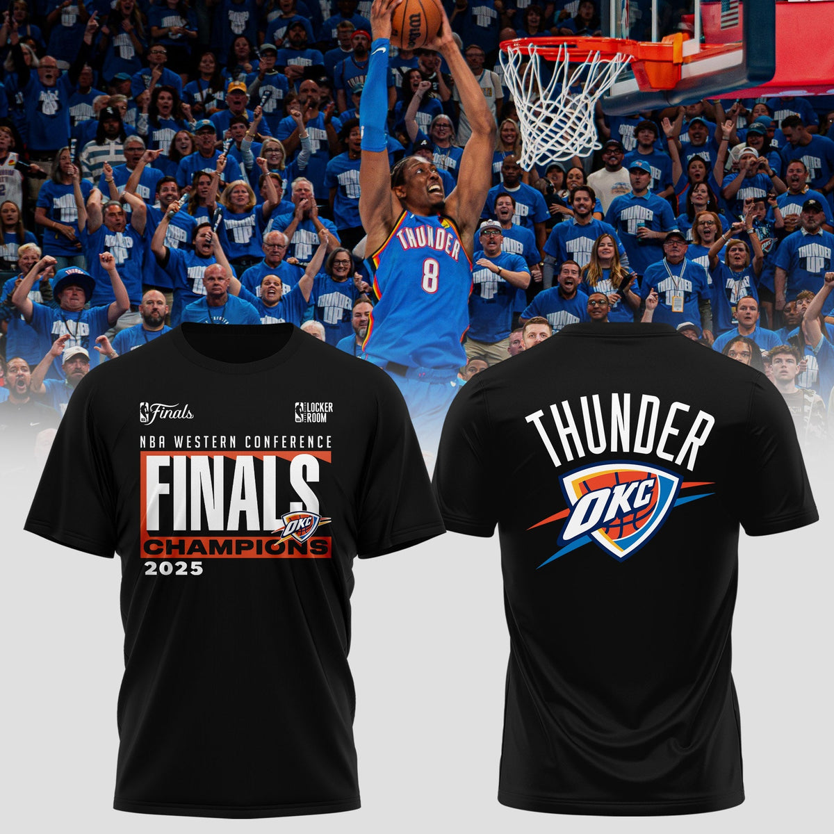 Oklahoma City Thunder 2025 Western Conference Champions Locker Room T-Shirt