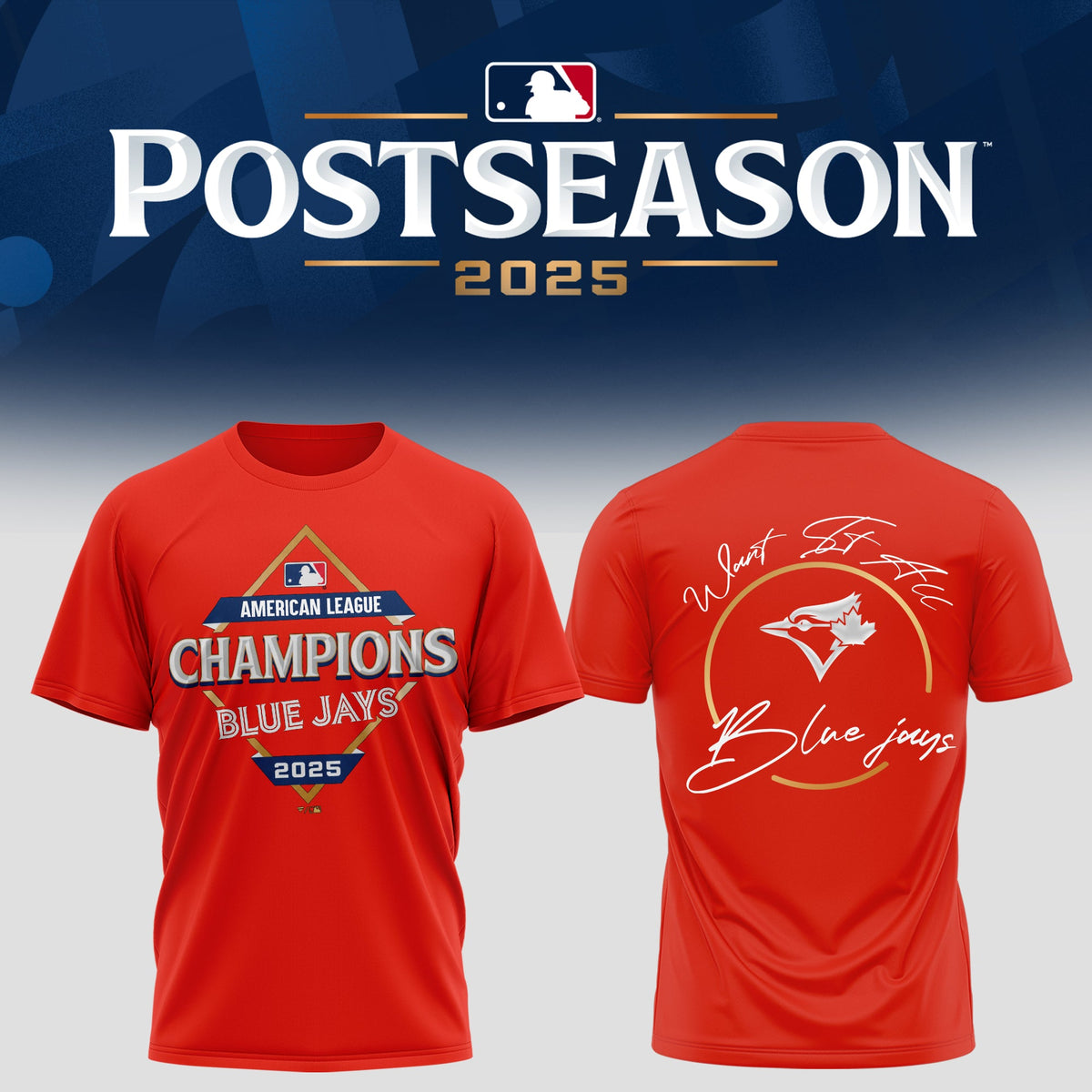 2025 American League Champions Toronto Blue Jays T-Shirt - Blue Jays King of the American League Red T-Shirt