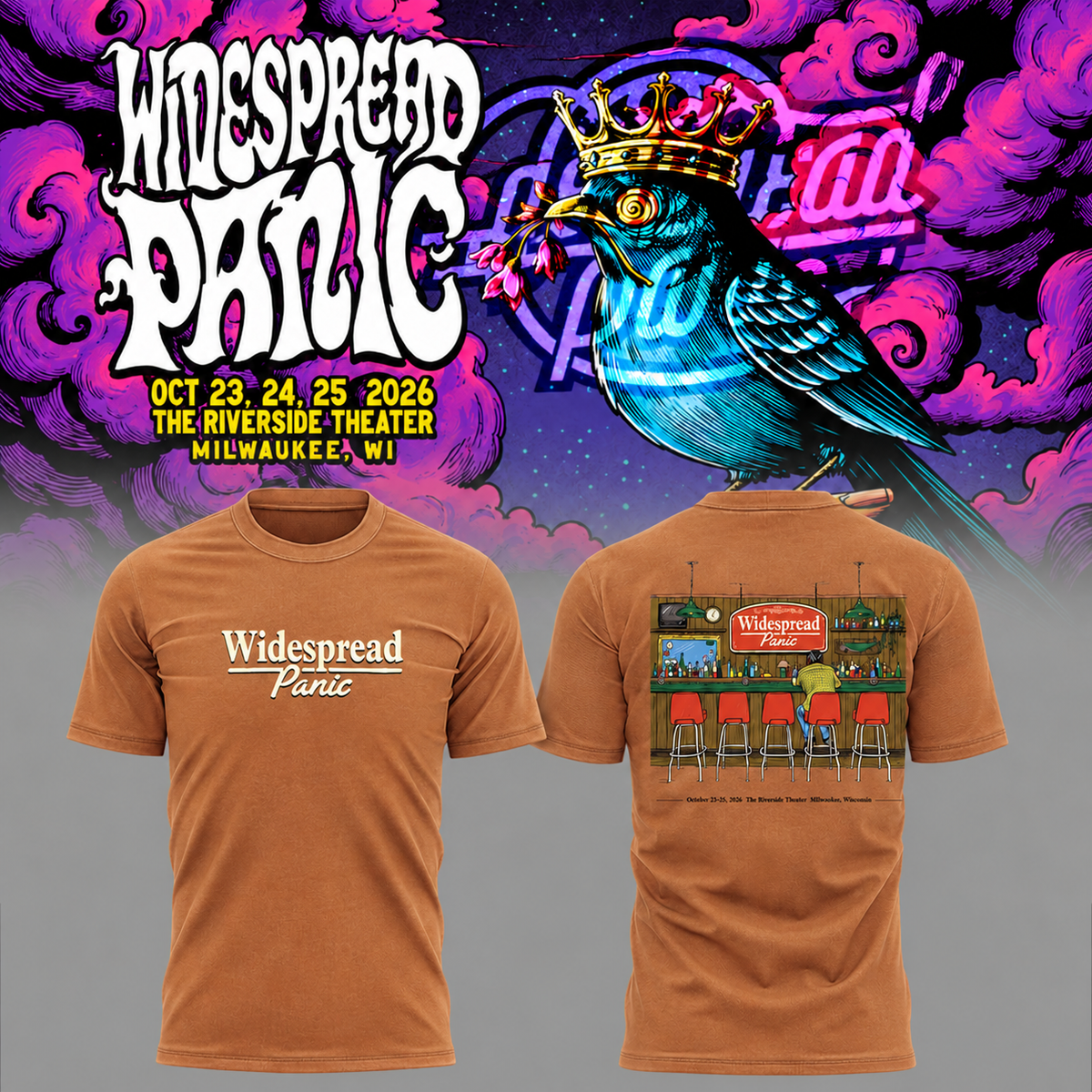 Widespread Panic Milwaukee, 3-Night Run at Riverside Theater, WI 2026 Event T-shirt