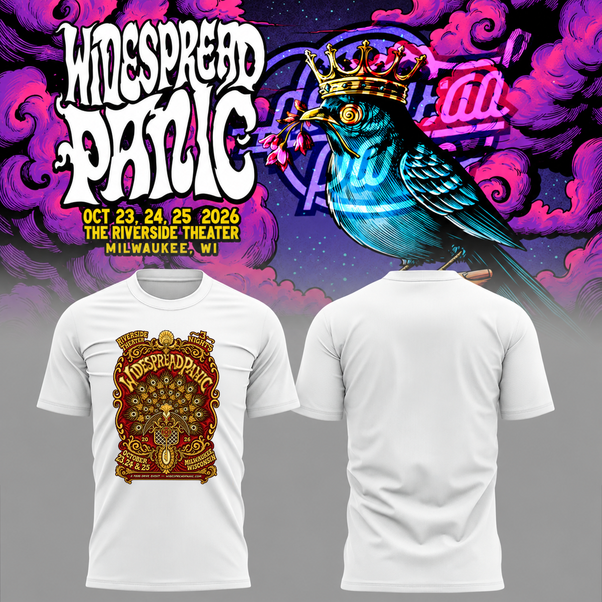 Widespread Panic Milwaukee, 3-Night Run at Riverside Theater, WI 2026 Event T-shirt