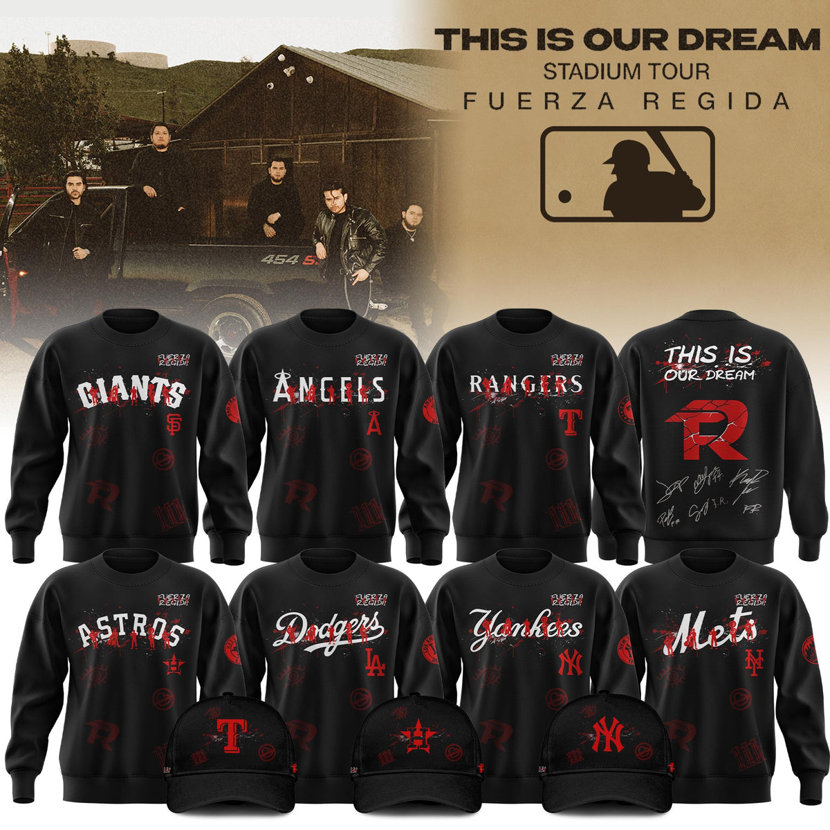 Baseball x Fuerza Regida This Is Our Dream Stadium Tour 2026 Sweatshirt Limited Edition