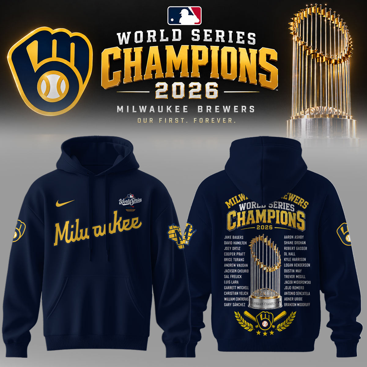Milwaukee Brewers 2026 World Series Champions – Hoodie