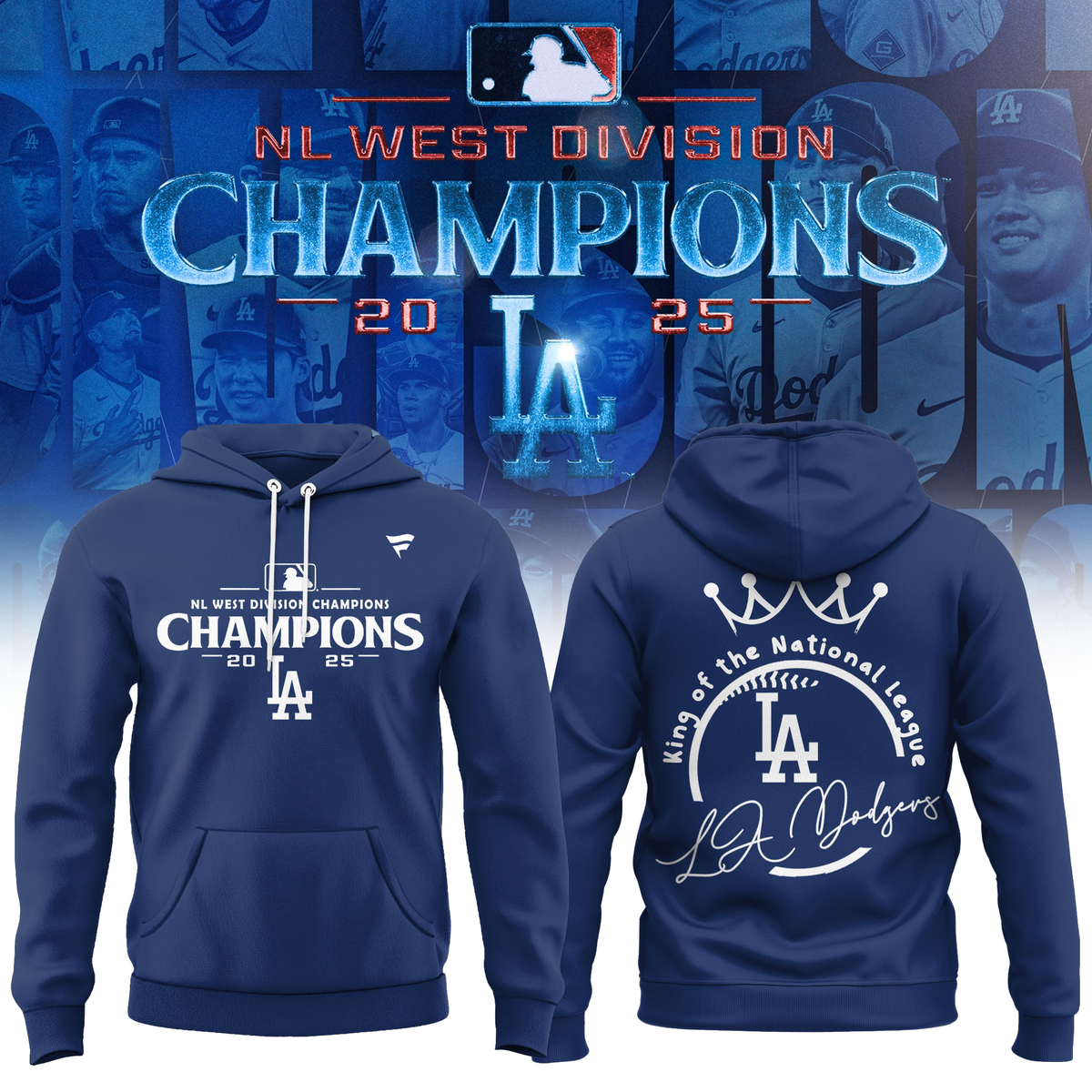 Los Angeles Dodgers 2025 NL West Division Champions Hoodie- LA Dodgers Champions Merch