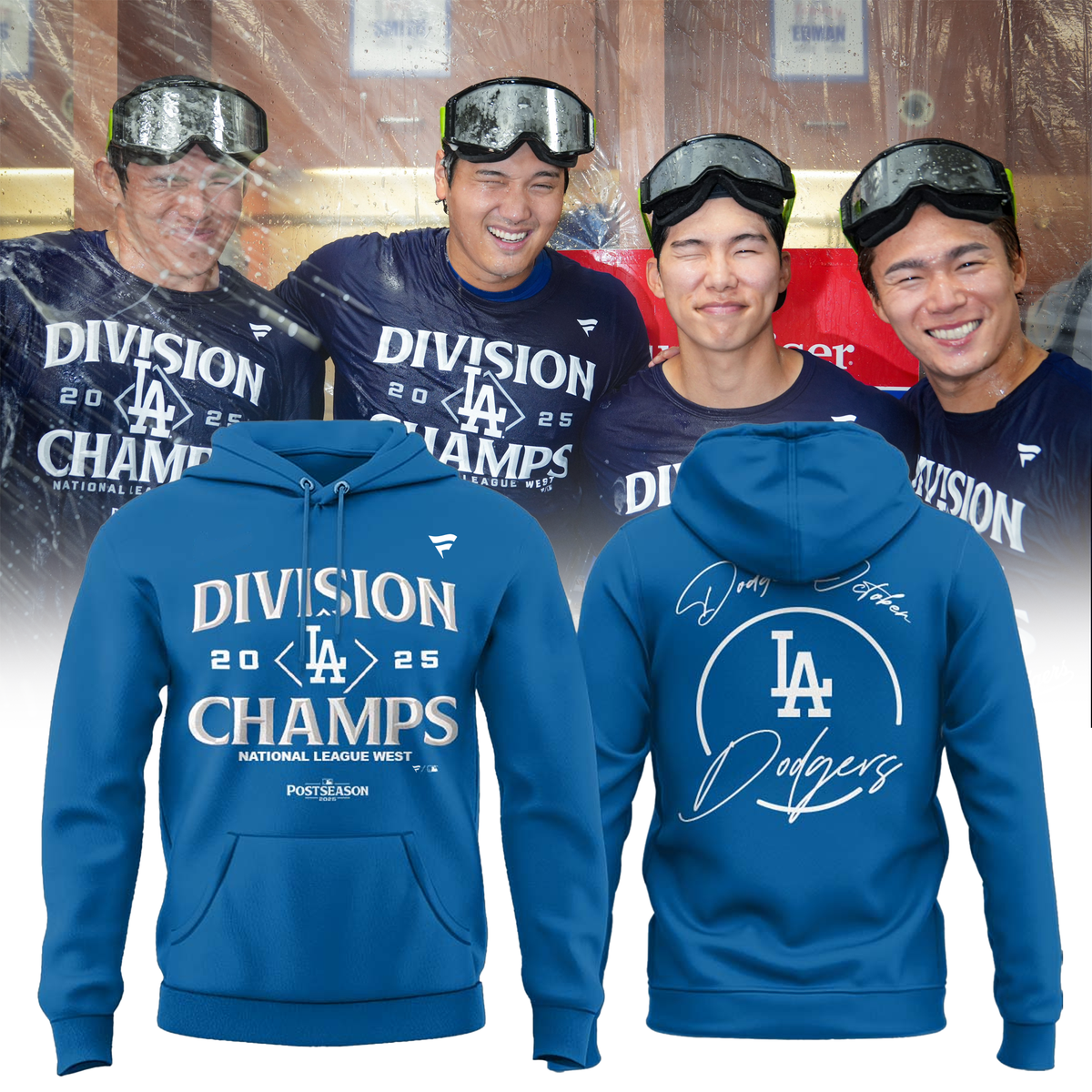 Los Angeles Dodgers 2025 NL West Division Champions Hoodie- LA Dodgers Champions Merch