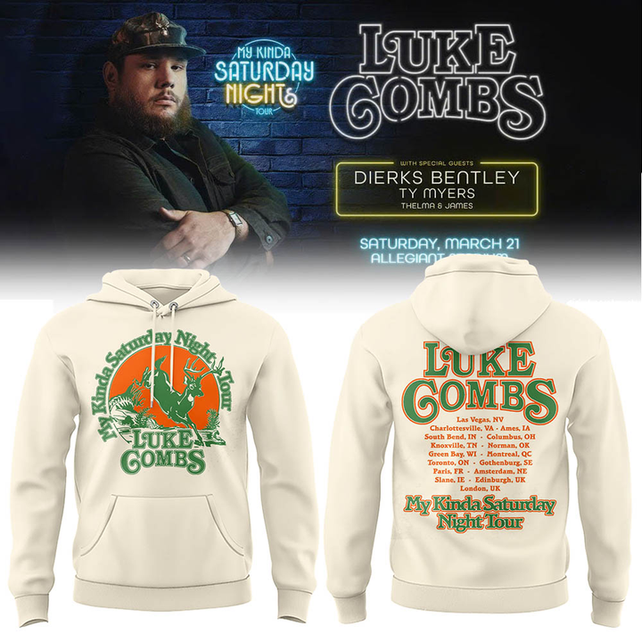 Special Luke Combs x Notre Dame Fighting My Kinda Saturday Night Tour Hoodie