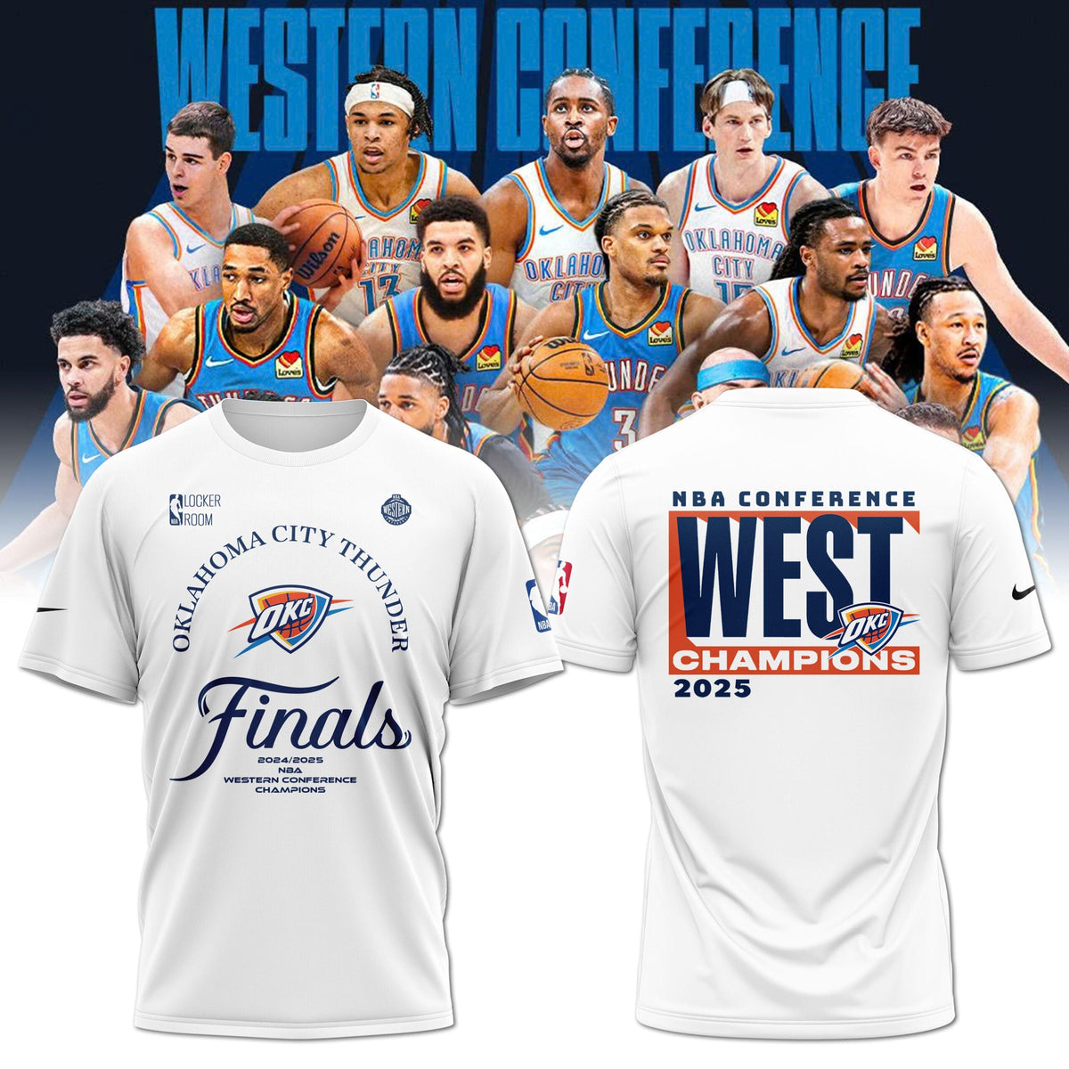 Oklahoma City Thunder 2025 Western Conference Champions Locker Room T-Shirt