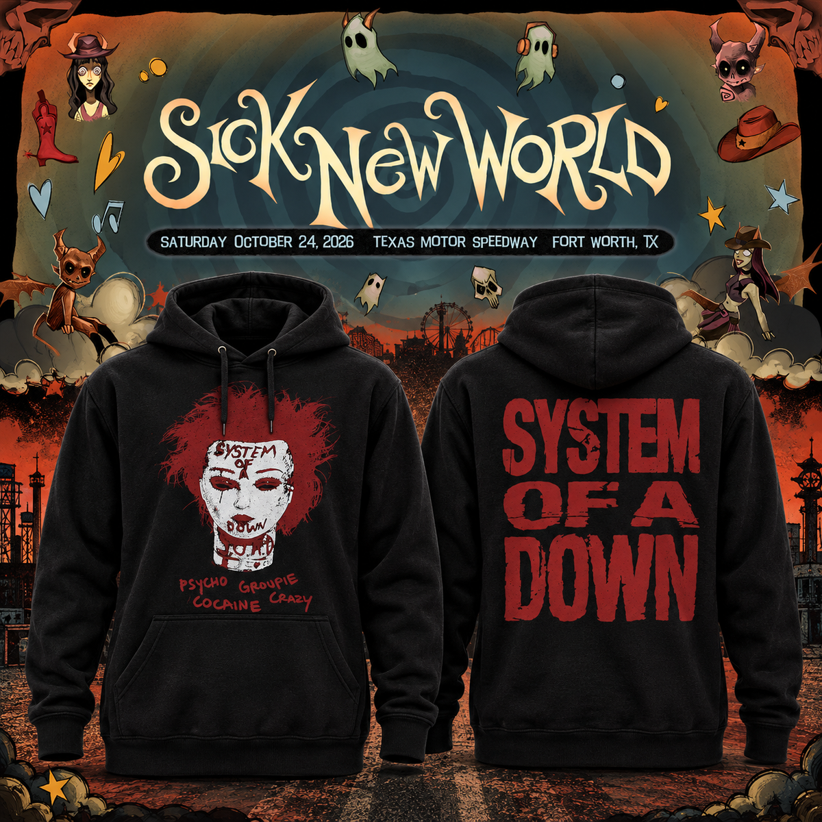 Limited Edition SOAD Sick New World Texas 2026 Hoodie