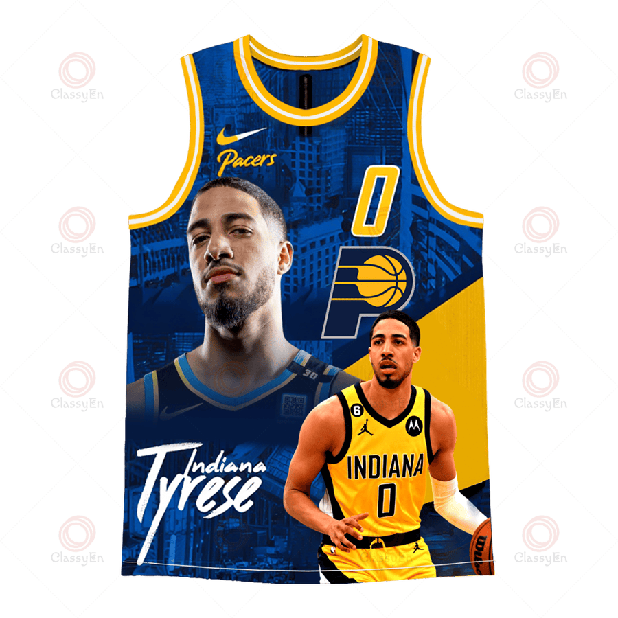 Indiana Pacers Basketball Tyrese Haliburton Pacers Team 3D Basketball Jersey