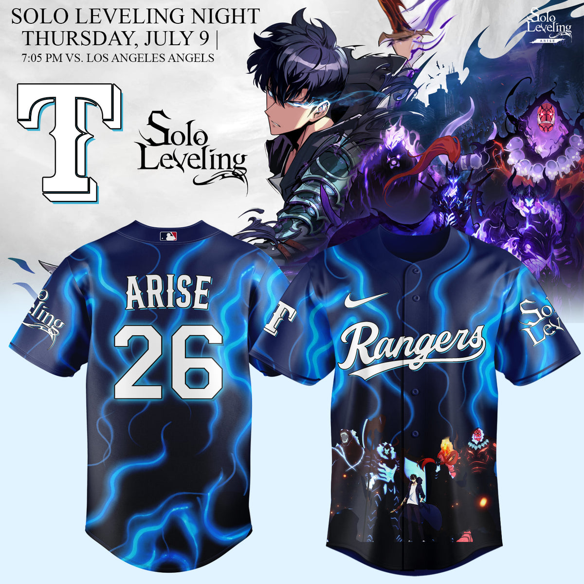 __.Texas Rangers x Solo Leveling Limited Baseball Jersey