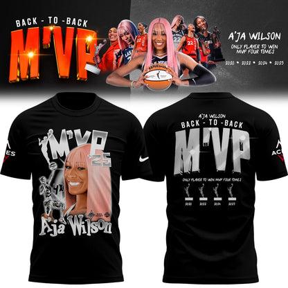Unisex Las Vegas Aces A’ja Wilson Playa Society Black 2025 WNBA MVP T-Shirt