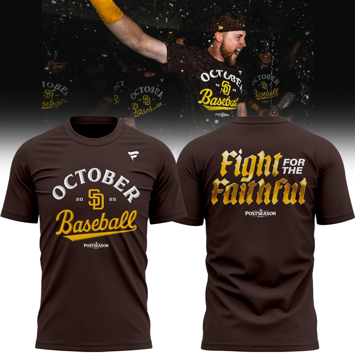 San Diego Padres Brown 2025 Postseason Locker Room T-Shirt