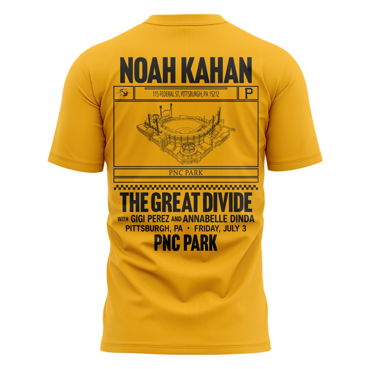 Limited Edition Pittsburgh Pirates x Noah Kahan Yellow Tshirt 2026