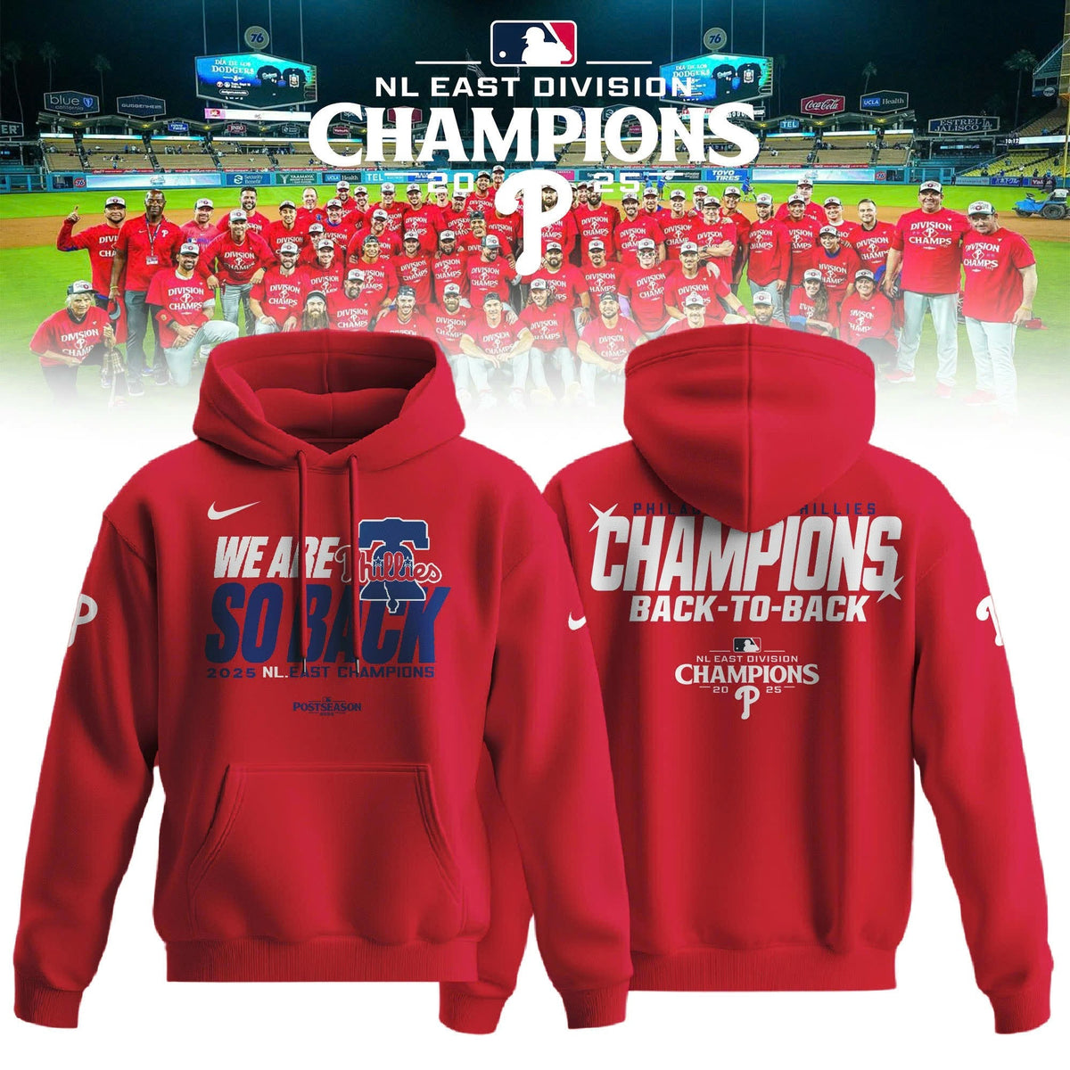 Philadelphia Phillies Hoodie BACK-TO-BACK NL EAST CHAMPIONS