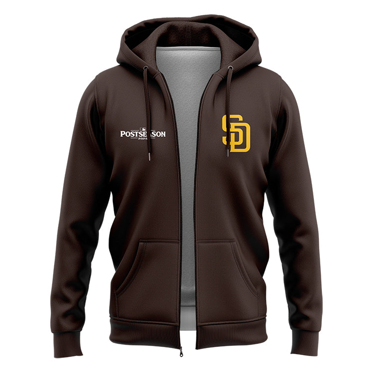 San Diego Padres Brown 2025 Postseason Locker Room Zip Hoodie