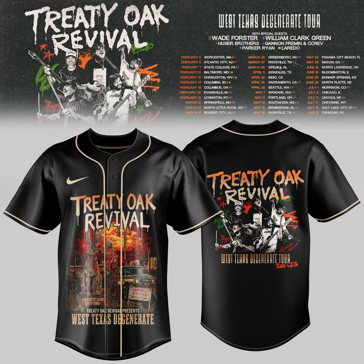 Treaty Oak Revival – West Texas Degenerate Tour Jersey