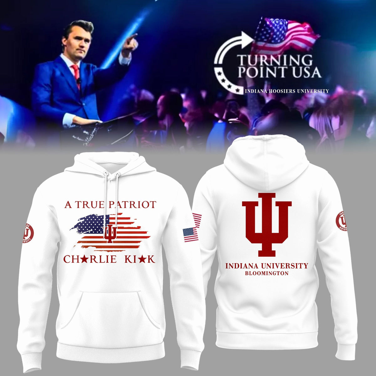 Charlie Kirk Memorial - Indiana University Turning Point USA Hoodie - Indiana Turning Point Freedom Shirt