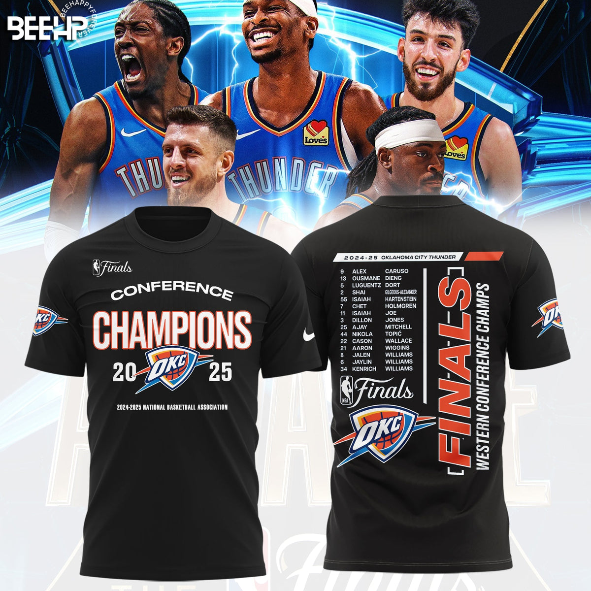 Oklahoma City Thunder 2025 Western Conference Champions T-Shirt