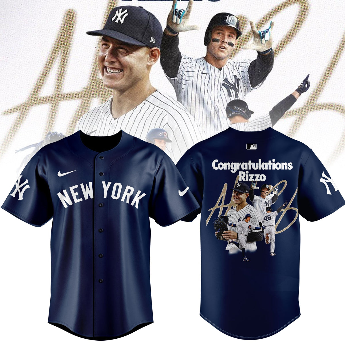 New York Yankees Legend Anthony Rizzo Baseball Jersey