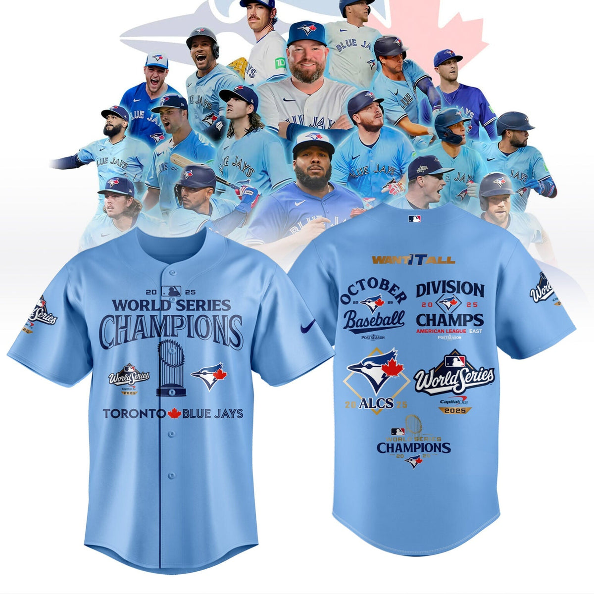 Limited Edition Toronto Blue Jays World Series Champions 2025 Combo Baseball Jersey Light Blue