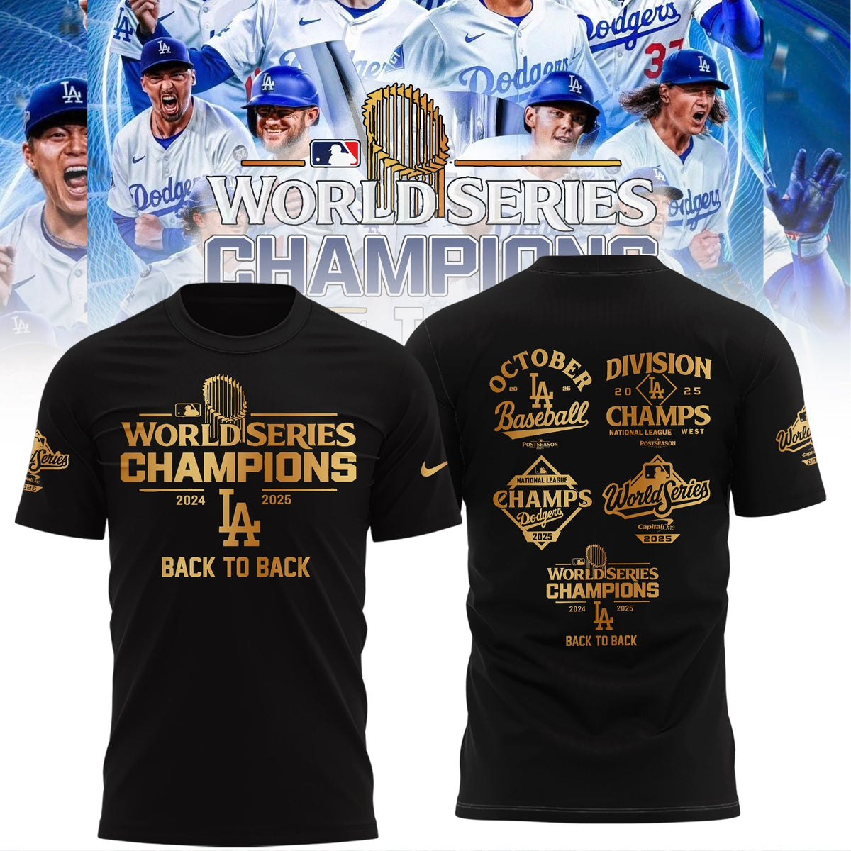 LA Dodgers – 2025 World Series Champions Limited Edition T-Shirt Golden Black