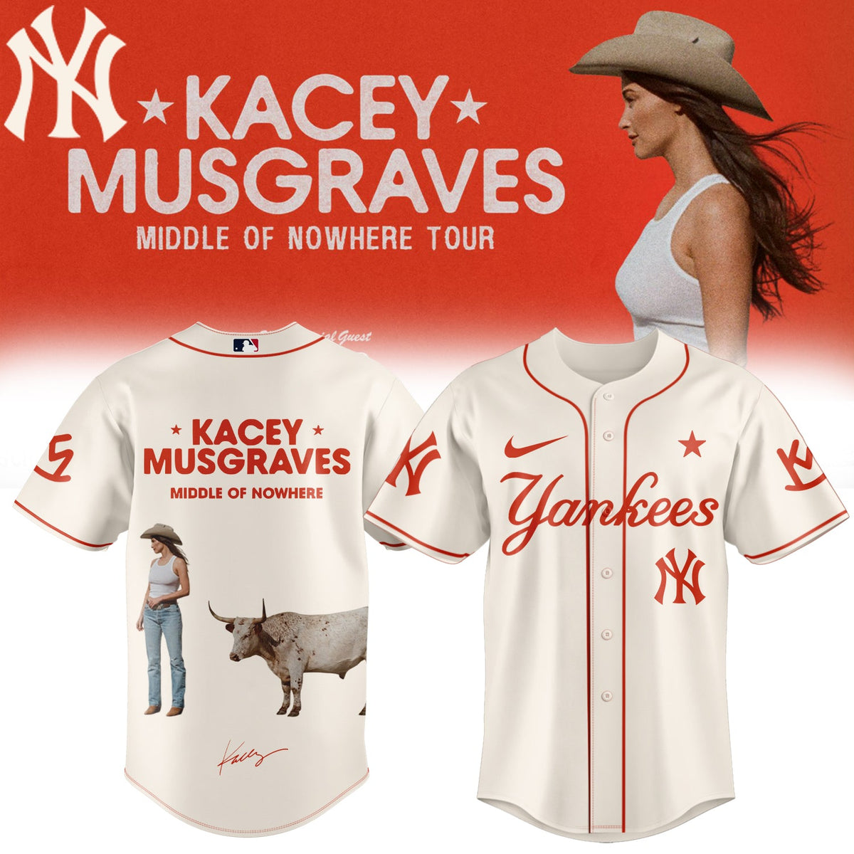 ,,Baseball X Kacey Musgraves Middle of Nowhere Tour Signed Jersey 3