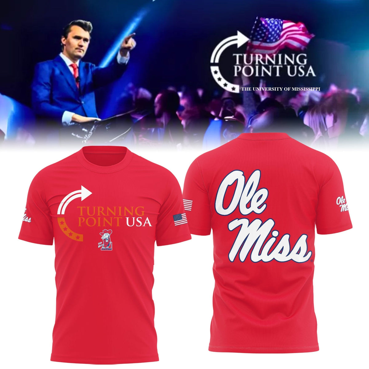 Charlie Kirk Memorial - University of Mississippi Turning Point USA - Mississippi Turning Point Freedom Shirt