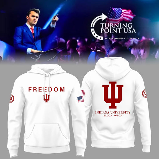 .Charlie Kirk Memorial - Indiana University Turning Point USA Hoodie - Indiana Turning Point Freedom Shirt