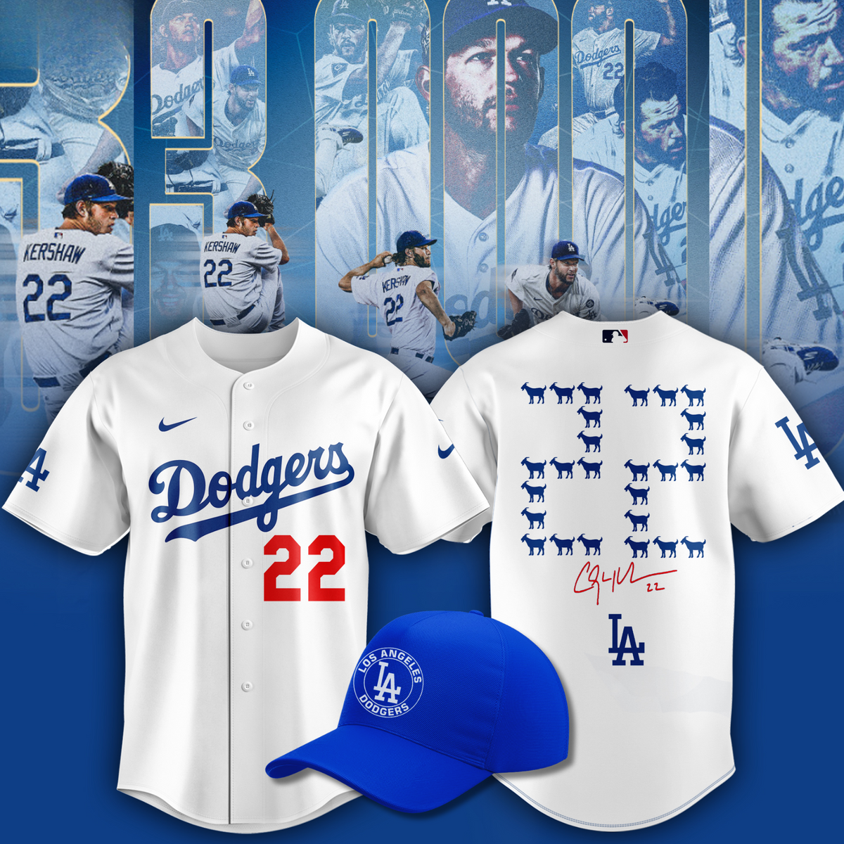 Clayton Kershaw Jersey 3000 Strikeout Club  - Los Angeles Dodgers White Baseball Jersey