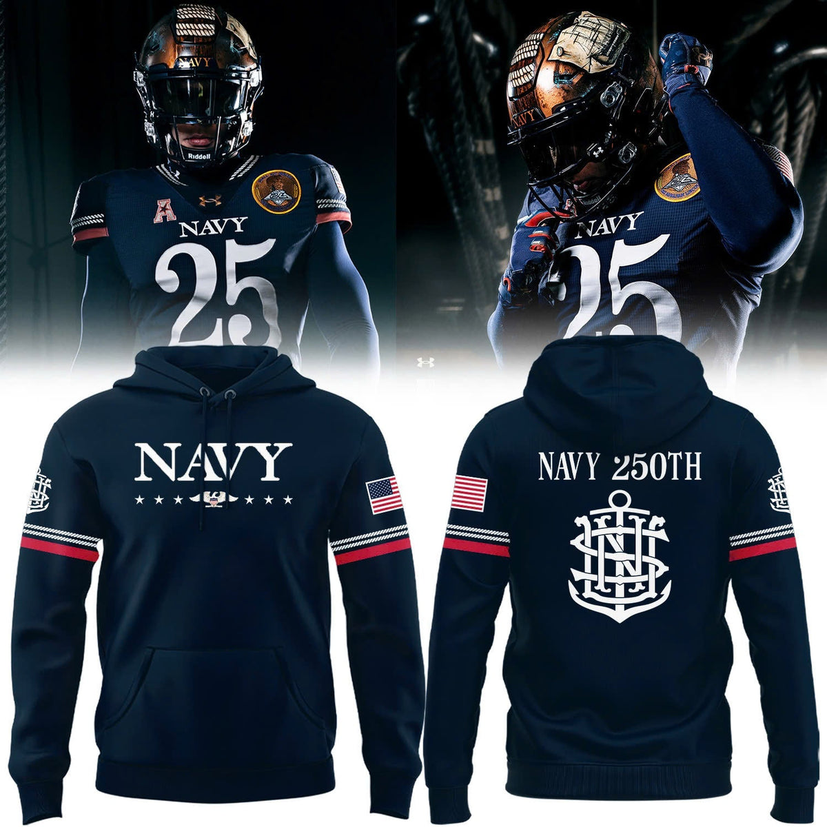 Navy Midshipmen 250th Anniversary Uniform Sideline Collection Replica Hoodie