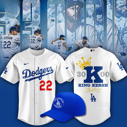 Clayton Kershaw Jersey 3000 Strikeout Club  - Los Angeles Dodgers White Baseball Jersey