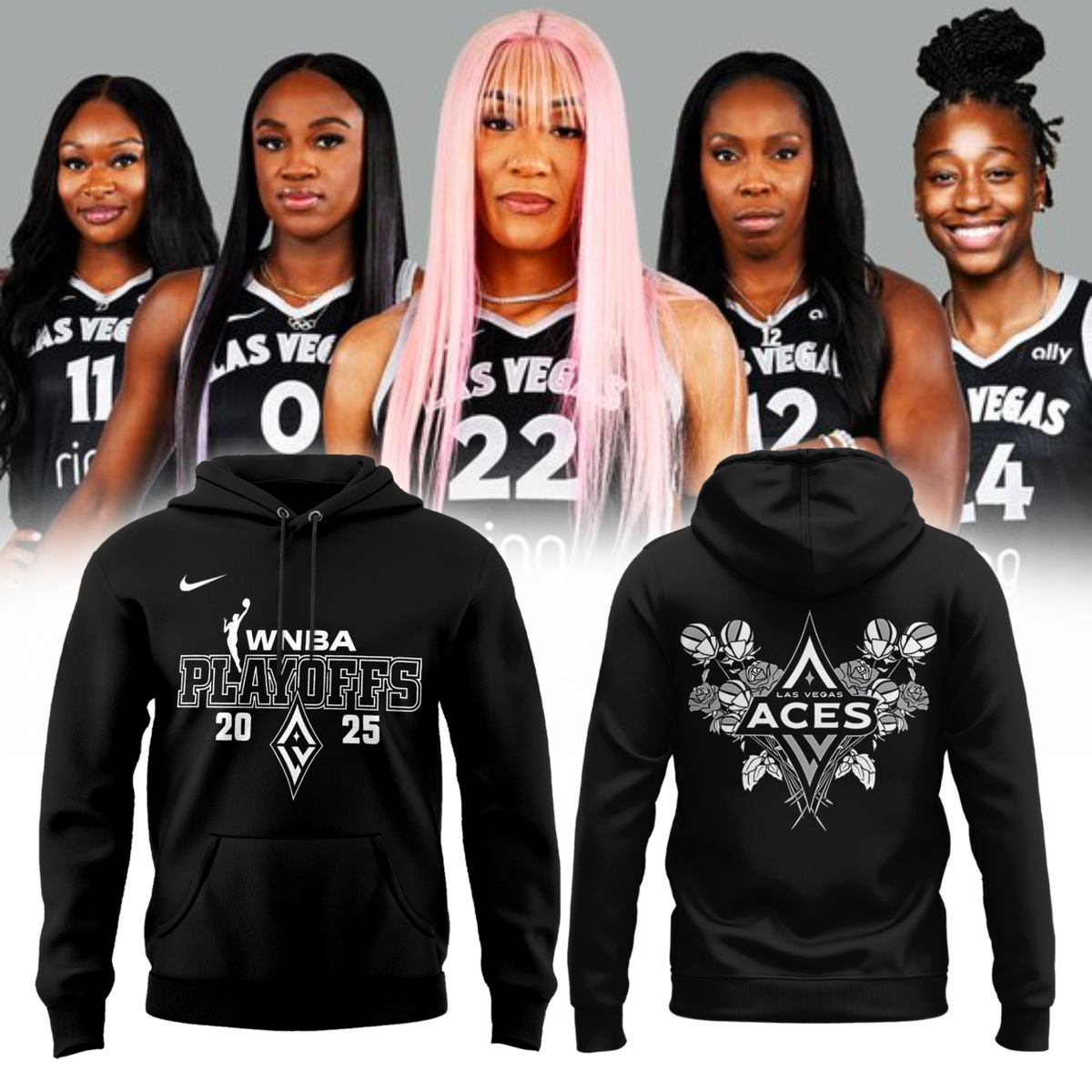 Las Vegas Aces 2025 Playoffs Hoodie – Raise The Stakes v1