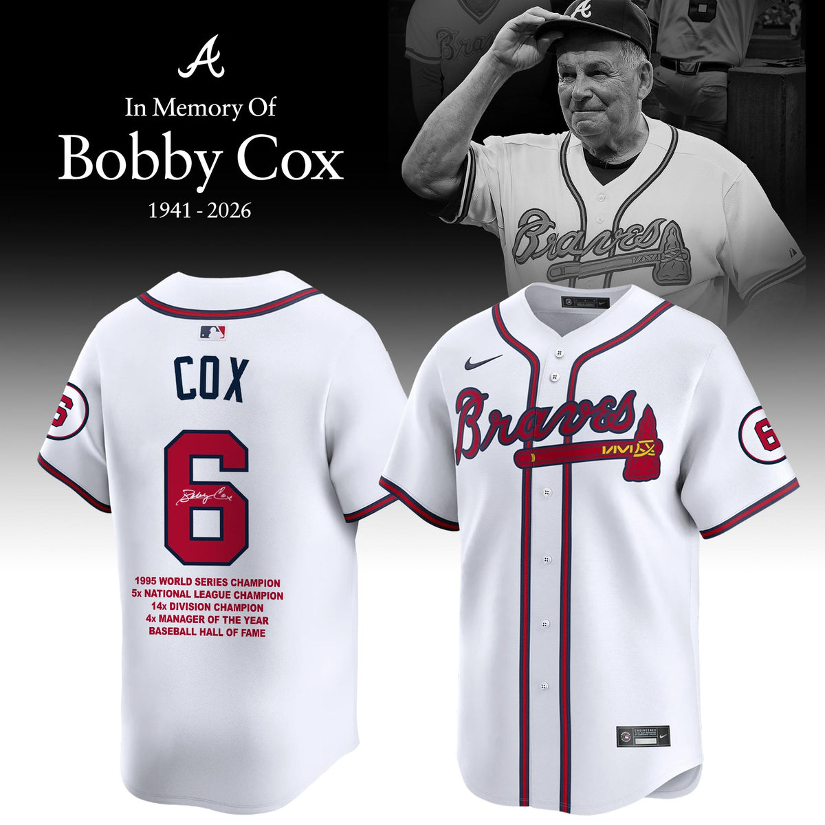 Atlanta Braves “Remembering Bobby Cox – The Legendary Manager” Jersey