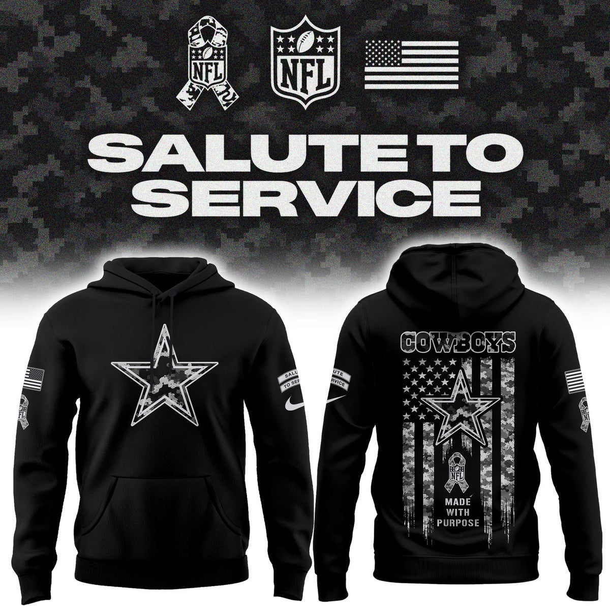 Limited Edition Dallas Cowboys Salute To Service “Made With Purpose” Hoodie