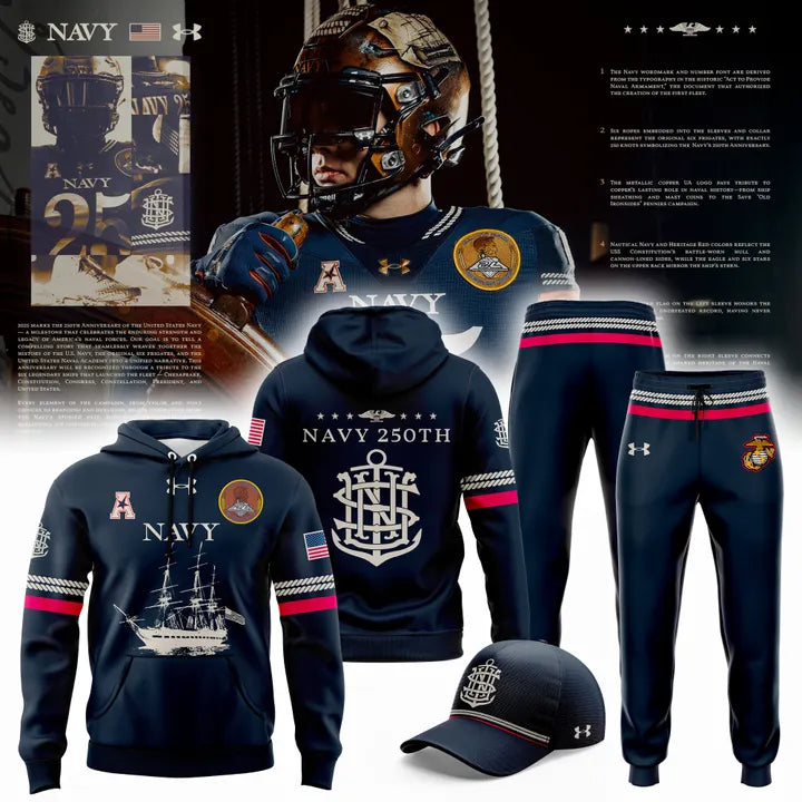 Navy Football Uniforms For The Celebrating 250 Years Combo Hoodie