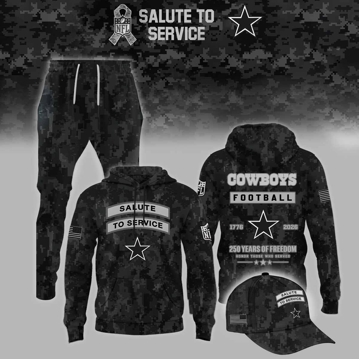 Limited Edition Dallas Cowboys Salute to Service 2026 Hoodie