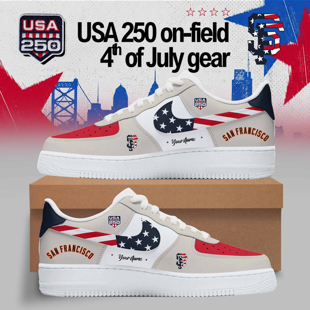 _SAN FRANCISCO GIANTS: POSEY X USA 250 ON-FIELD – 4TH OF JULY SNEAKER COLLECTION