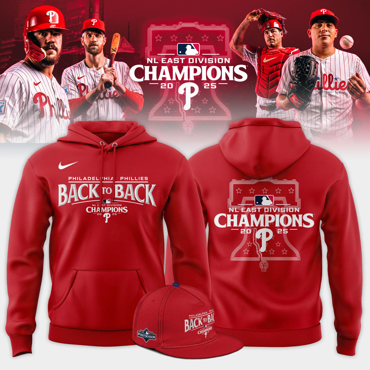 Philadelphia Phillies Hoodie BACK-TO-BACK NL EAST CHAMPIONS